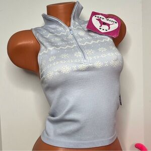 Victoria’s Secret PINK S Logo Thermal Cropped Tank Top Quarter Zip Snowflakes